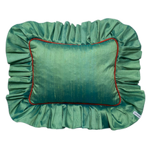 Load image into Gallery viewer, CYNTHIA RECTANGLE SILK CUSHION, BLUE & ORANGE