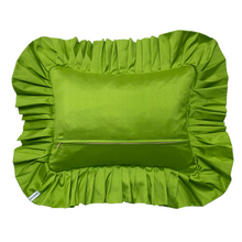 Load image into Gallery viewer, PATRICIA RECTANGLE SILK CUSHION, LIME & RED-ORANGE