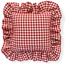 Load image into Gallery viewer, MOIRA GINGHAM LARGE SQUARE CUSHION, RED & GREEN