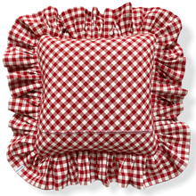 Load image into Gallery viewer, MOIRA GINGHAM LARGE SQUARE CUSHION, RED & YELLOW