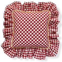 Load image into Gallery viewer, MOIRA GINGHAM LARGE SQUARE CUSHION, RED & YELLOW