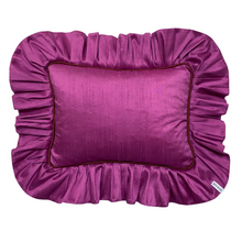 Load image into Gallery viewer, MARY RECTANGLE SILK CUSHION, MAGENTA & BRONZE
