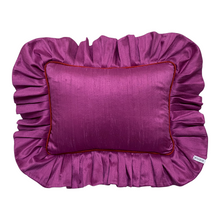 Load image into Gallery viewer, MARY RECTANGLE SILK CUSHION, MAGENTA & RED-ORANGE