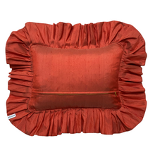 Load image into Gallery viewer, LILIAN RECTANGLE SILK CUSHION, ORANGE & BLUE