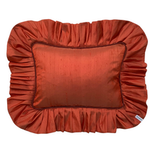 Load image into Gallery viewer, LILIAN RECTANGLE SILK CUSHION, ORANGE & BRONZE