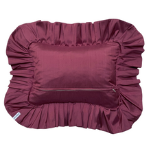 Load image into Gallery viewer, BARB RECTANGLE SILK CUSHION, MAUVE & BLUE