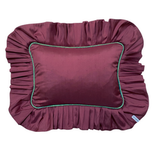 Load image into Gallery viewer, BARB RECTANGLE SILK CUSHION, MAUVE & BLUE