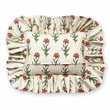 Load image into Gallery viewer, DAPHNE FRILL RECTANGLE CUSHION, CREAM FLORAL & GINGHAM