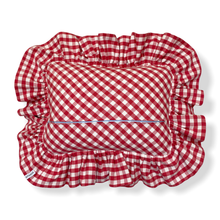 Load image into Gallery viewer, GRETA GINGHAM RECTANGLE CUSHION, GRAPEFRUIT & GREEN