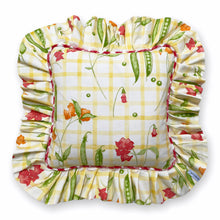 Load image into Gallery viewer, PAMELA FRILL SQUARE CUSHION, YELLOW CHECK & GINGHAM