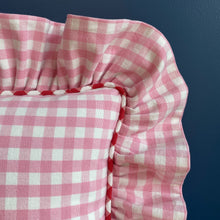 Load image into Gallery viewer, PEGGY GINGHAM RECTANGLE CUSHION, PINK & RED