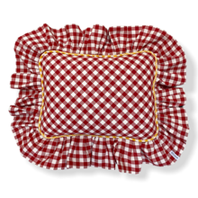 Load image into Gallery viewer, MOIRA GINGHAM RECTANGLE CUSHION, RED & YELLOW