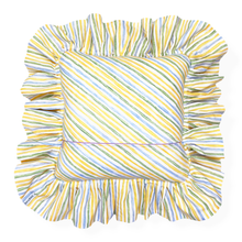 Load image into Gallery viewer, SANDRA SQUARE CUSHION, STRIPE & YELLOW