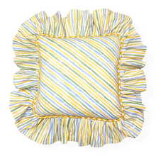Load image into Gallery viewer, SANDRA SQUARE CUSHION, STRIPE & YELLOW