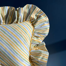 Load image into Gallery viewer, SANDRA SQUARE CUSHION, STRIPE & YELLOW