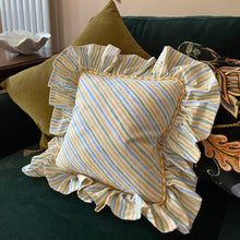 Load image into Gallery viewer, SANDRA SQUARE CUSHION, STRIPE & YELLOW