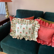 Load image into Gallery viewer, DAPHNE FRILL RECTANGLE CUSHION, CREAM FLORAL & GINGHAM