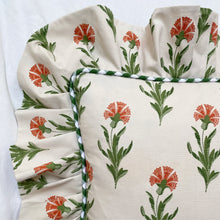 Load image into Gallery viewer, DIANE FRILL RECTANGLE CUSHION, OFF-WHITE FLORAL & GINGHAM
