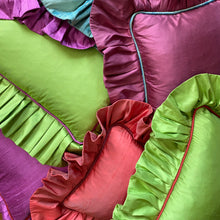 Load image into Gallery viewer, PATRICIA RECTANGLE SILK CUSHION, LIME & MAGENTA