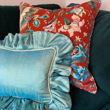 Load image into Gallery viewer, CYNTHIA RECTANGLE SILK CUSHION, BLUE & GOLD