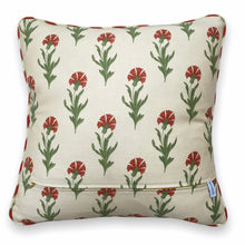 Load image into Gallery viewer, DEBORAH PIPED CUSHION, BEIGE FLORAL &amp; STRIPE
