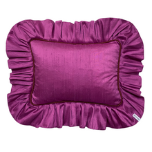 Load image into Gallery viewer, MARY RECTANGLE SILK CUSHION, MAGENTA &amp; BRONZE
