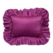 Load image into Gallery viewer, MARY RECTANGLE SILK CUSHION, MAGENTA &amp; RED-ORANGE
