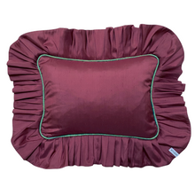 Load image into Gallery viewer, BARB RECTANGLE SILK CUSHION, MAUVE &amp; BLUE

