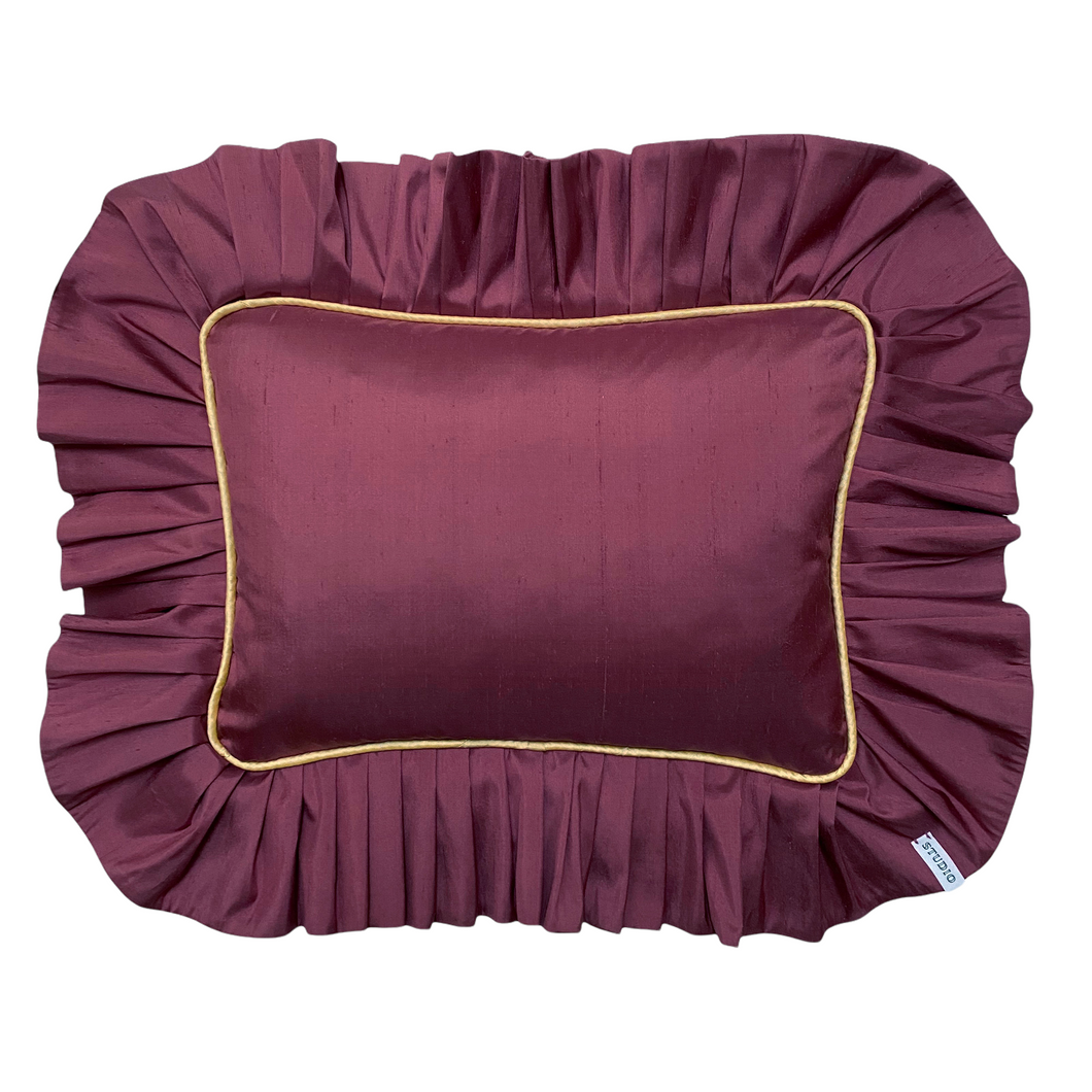 BARB RECTANGLE SILK CUSHION, MAUVE & GOLD