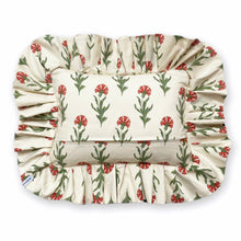 Load image into Gallery viewer, DAPHNE FRILL RECTANGLE CUSHION, CREAM FLORAL &amp; GINGHAM
