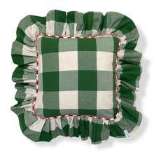 Load image into Gallery viewer, WENDY CHECK SQUARE CUSHION, GREEN &amp; RED
