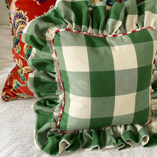 Load image into Gallery viewer, WENDY CHECK SQUARE CUSHION, GREEN &amp; RED
