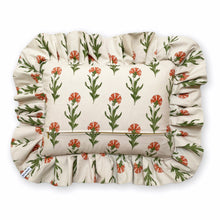 Load image into Gallery viewer, DIANE FRILL RECTANGLE CUSHION, OFF-WHITE FLORAL &amp; GINGHAM
