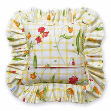 Load image into Gallery viewer, PAMELA FRILL SQUARE CUSHION, YELLOW CHECK &amp; GINGHAM
