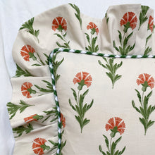 Load image into Gallery viewer, DIANE FRILL RECTANGLE CUSHION, OFF-WHITE FLORAL &amp; GINGHAM
