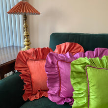 Load image into Gallery viewer, PATRICIA RECTANGLE SILK CUSHION, LIME &amp; MAGENTA
